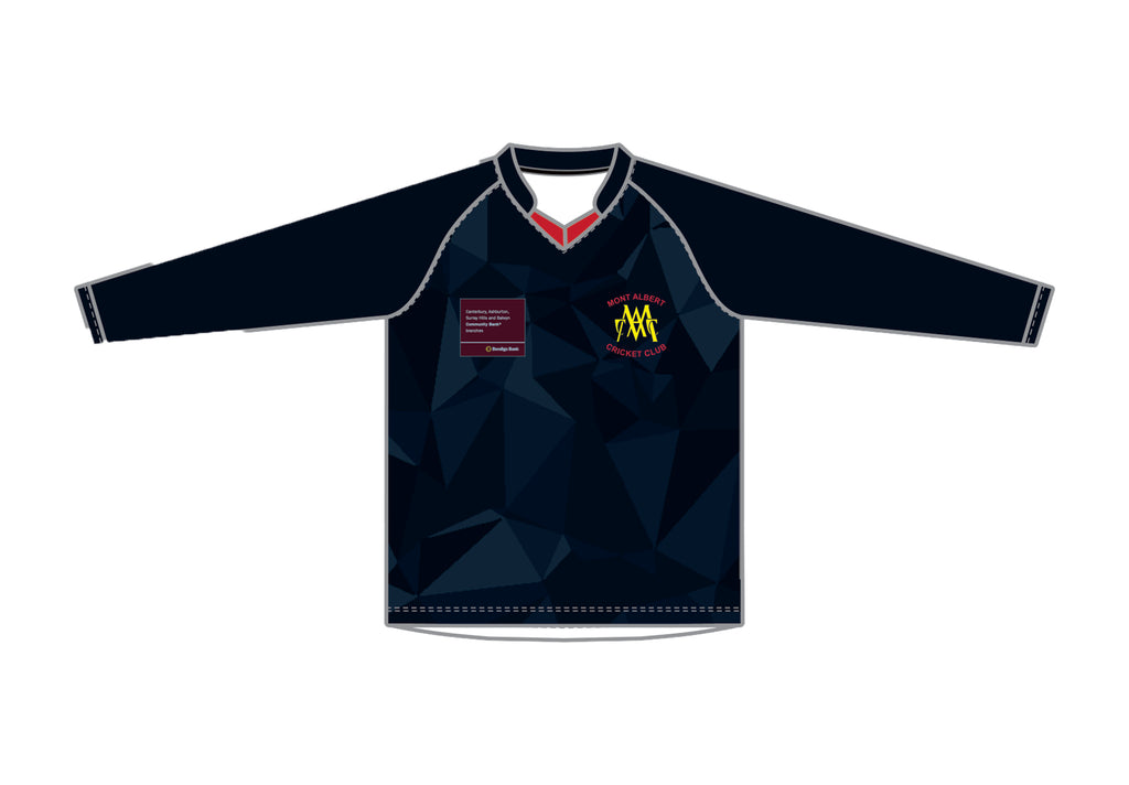 MONT ALBERT CC JUNIOR WHITE BALL PLAYING SHIRT LONG SLEEVE DI-12694