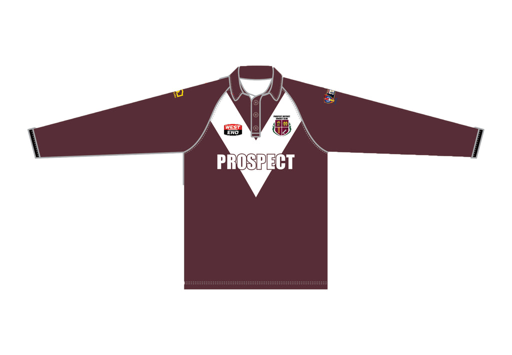 PROSPECT DISTRICT CC UNISEX WHITE BALL PLAYING SHIRT L/S DI-13449