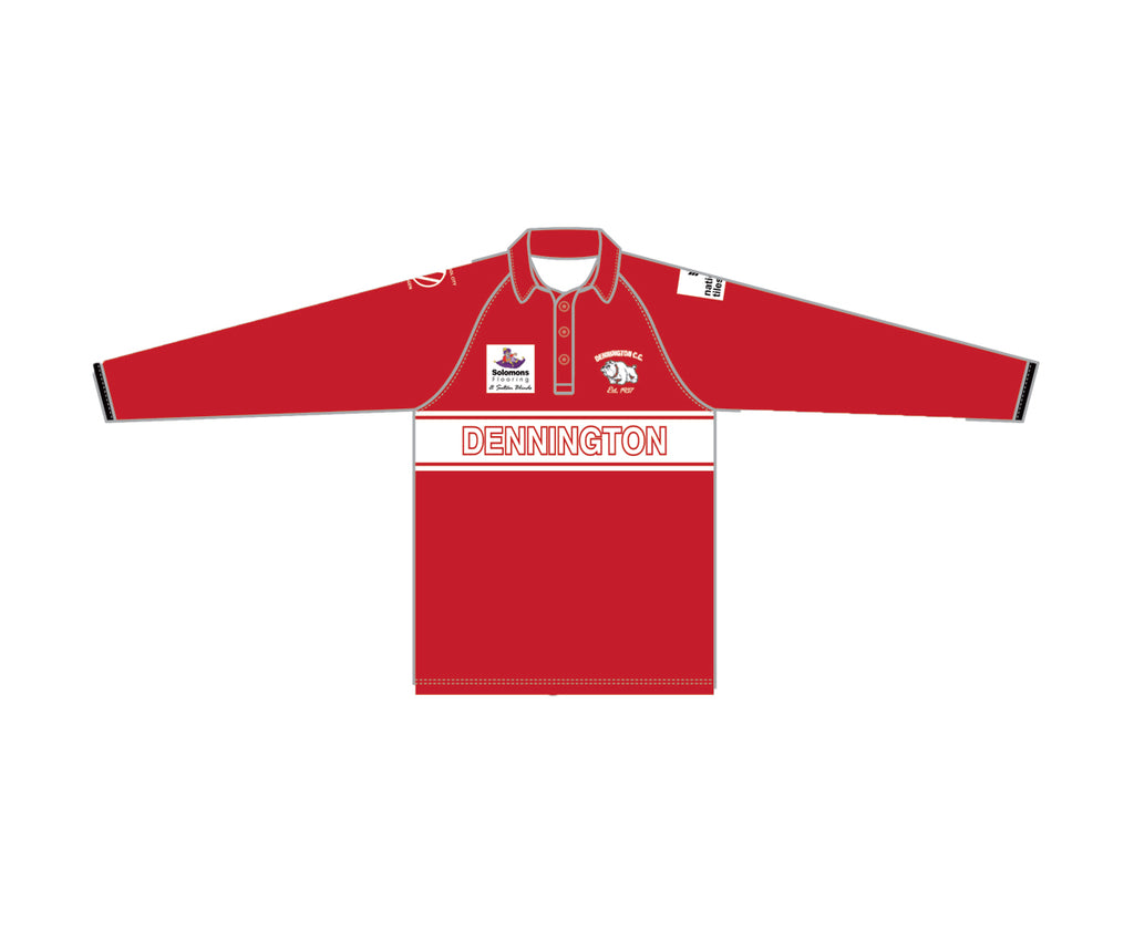 DENNINGTON CC UNISEX WHITE BALL PLAYING SHIRT LONG SLEEVE DI-13983